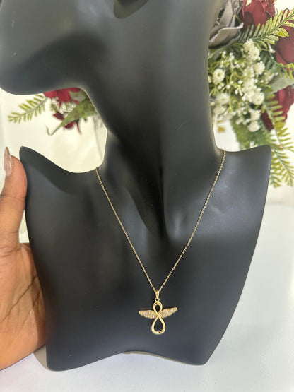 Infinity Butterfly 18k Gold Necklace